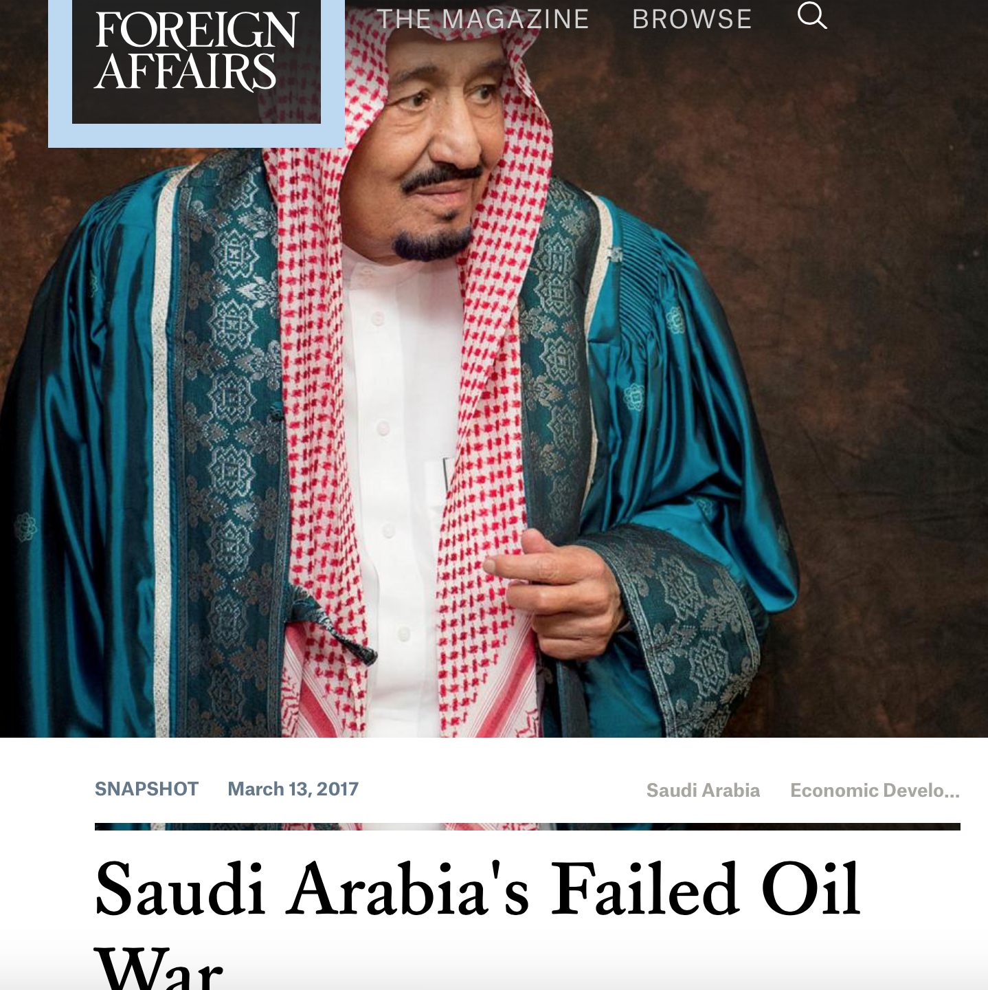 مجلة “فورن أفيرز”: أيّام تحكّم السعودية بسوق النفط “ولّت” الى غير رجعه