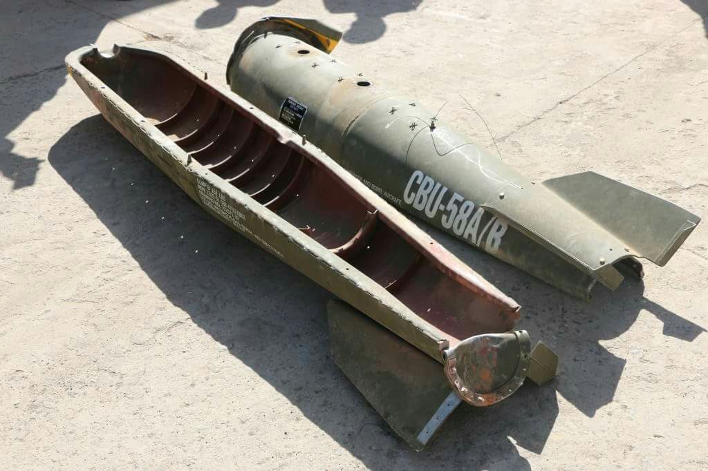 بالصور...هيومن رايتس ووتش: التحالف العربي يقصف صنعاء بقنابل عنقودية