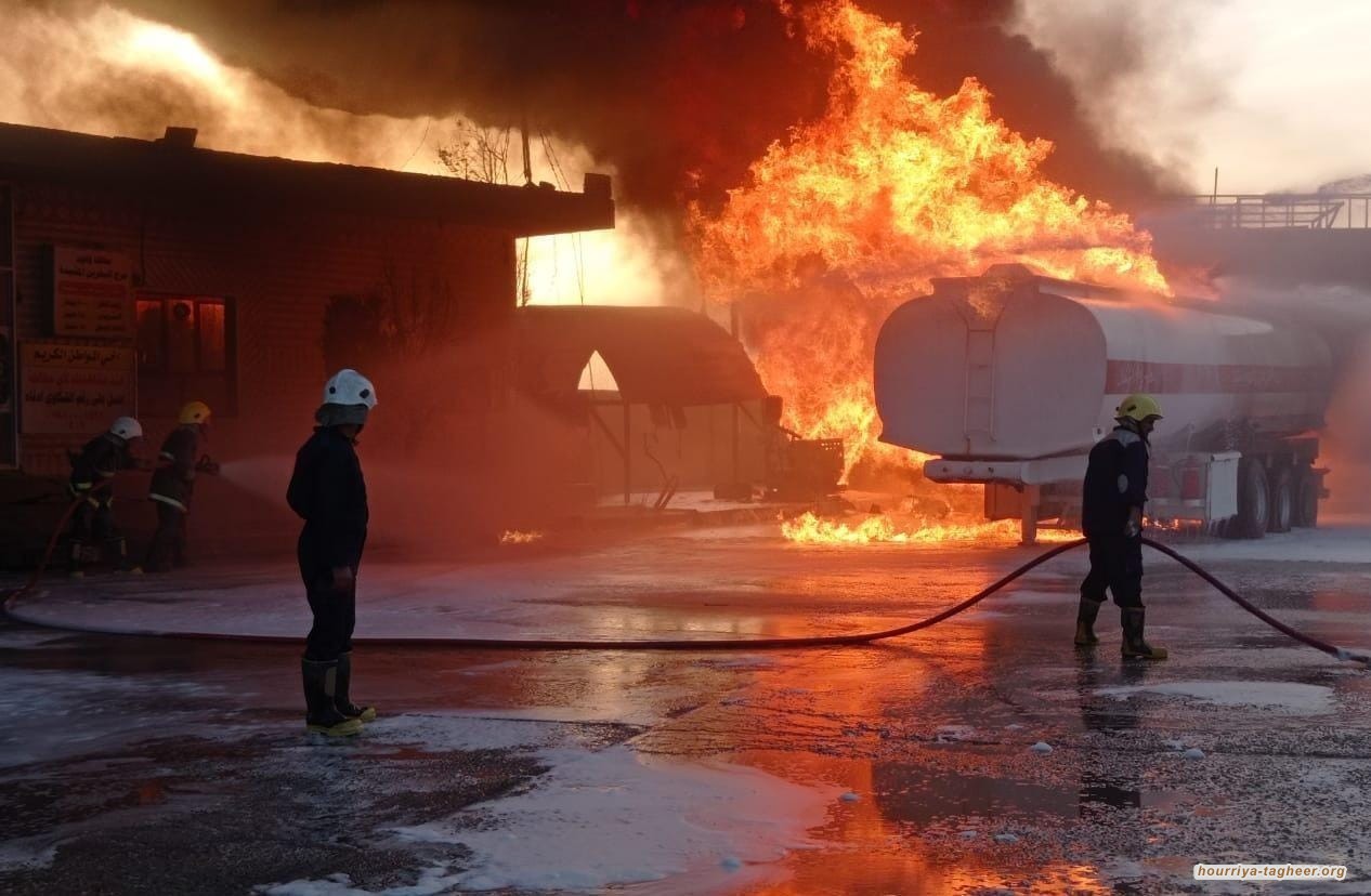 حريق يلتهم مصفاة تقليدية في حضرموت اليمنية